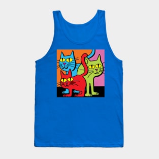 Quirky Colourful Cats Tank Top